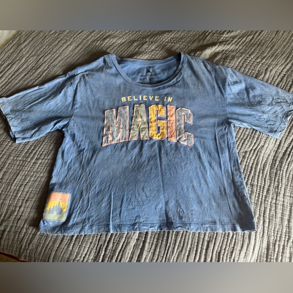 Disney Blue Organic Cotton Oversized Crop Tee - Picture 1 of 6